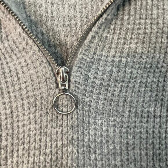 William Rast Womens Medium Quarter Zip Pullover Gray Stretch Waffle Top - Picture 3 of 4